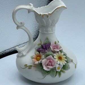 Vintage Lefton Pitcher hand painted pastels Florals Collection.